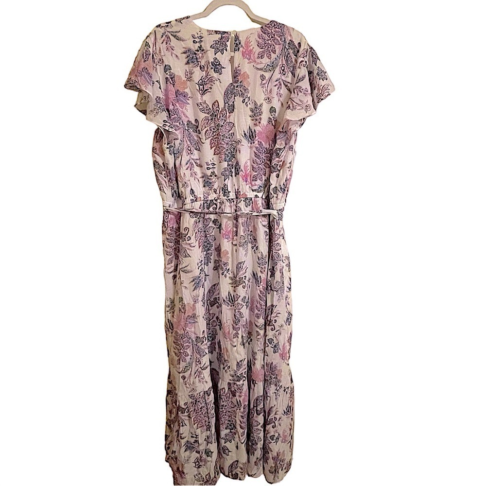 NWT Lane Bryant Cap Flutter Sleeve Surplice Tiered Print Maxi Dress Size 22 - Picture 4 of 13